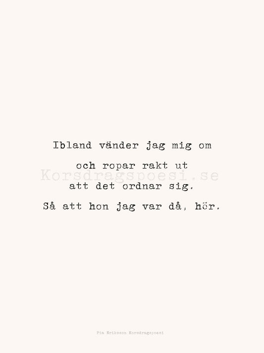 Poster 30x40 cm – Ibland vänder jag mig om...