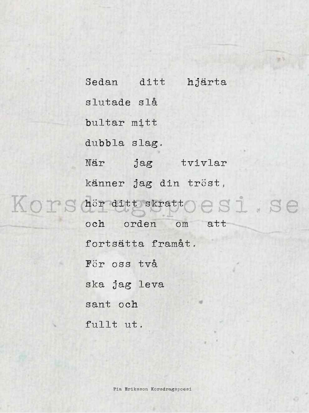 Poster 30x40 cm – Sedan ditt hjärta